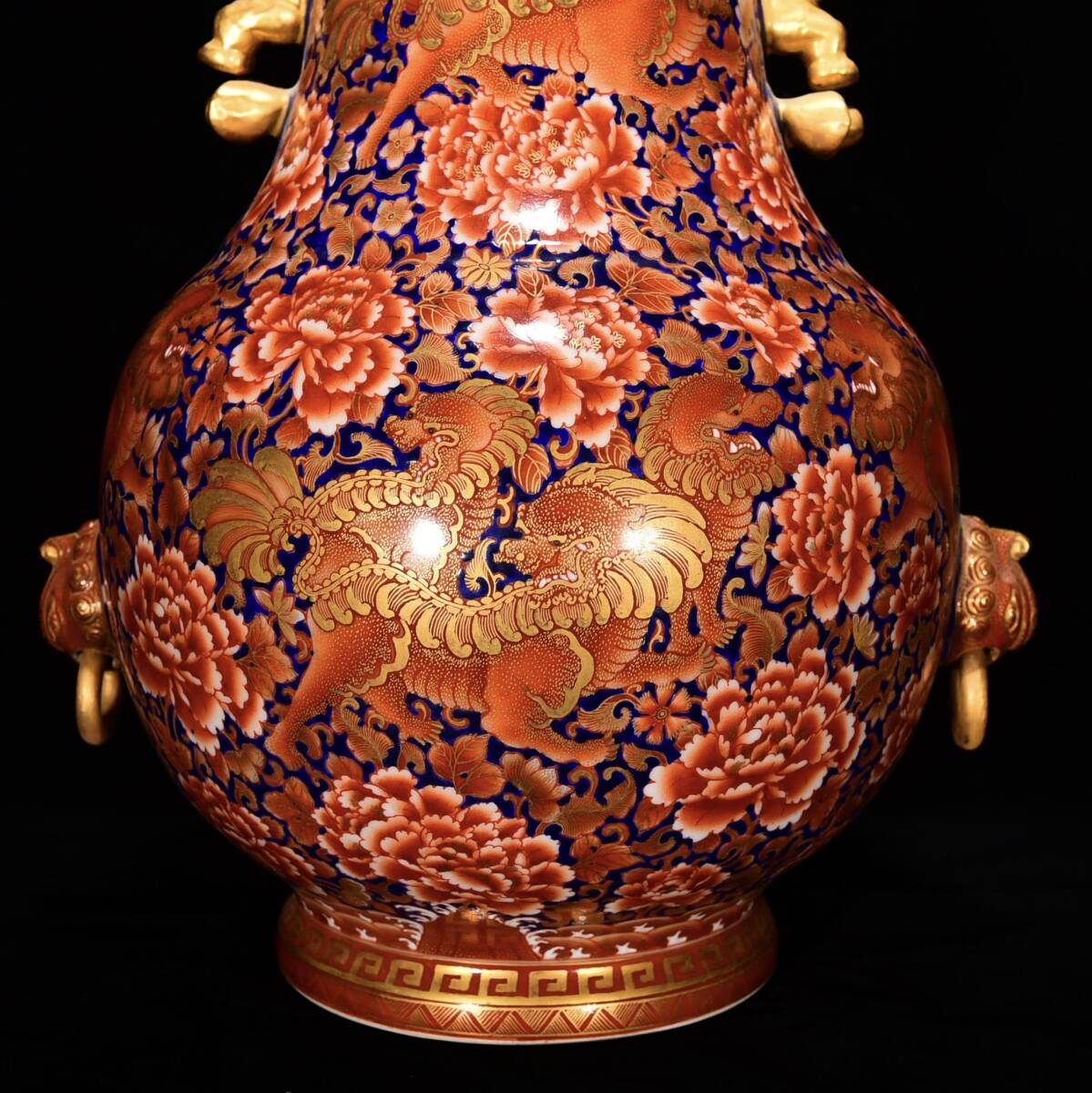 Qing Dynasty-Style Famille Rose & Gilt Dragon-Peony Vase — Monumental 47 cm Porcelain Statement Piece