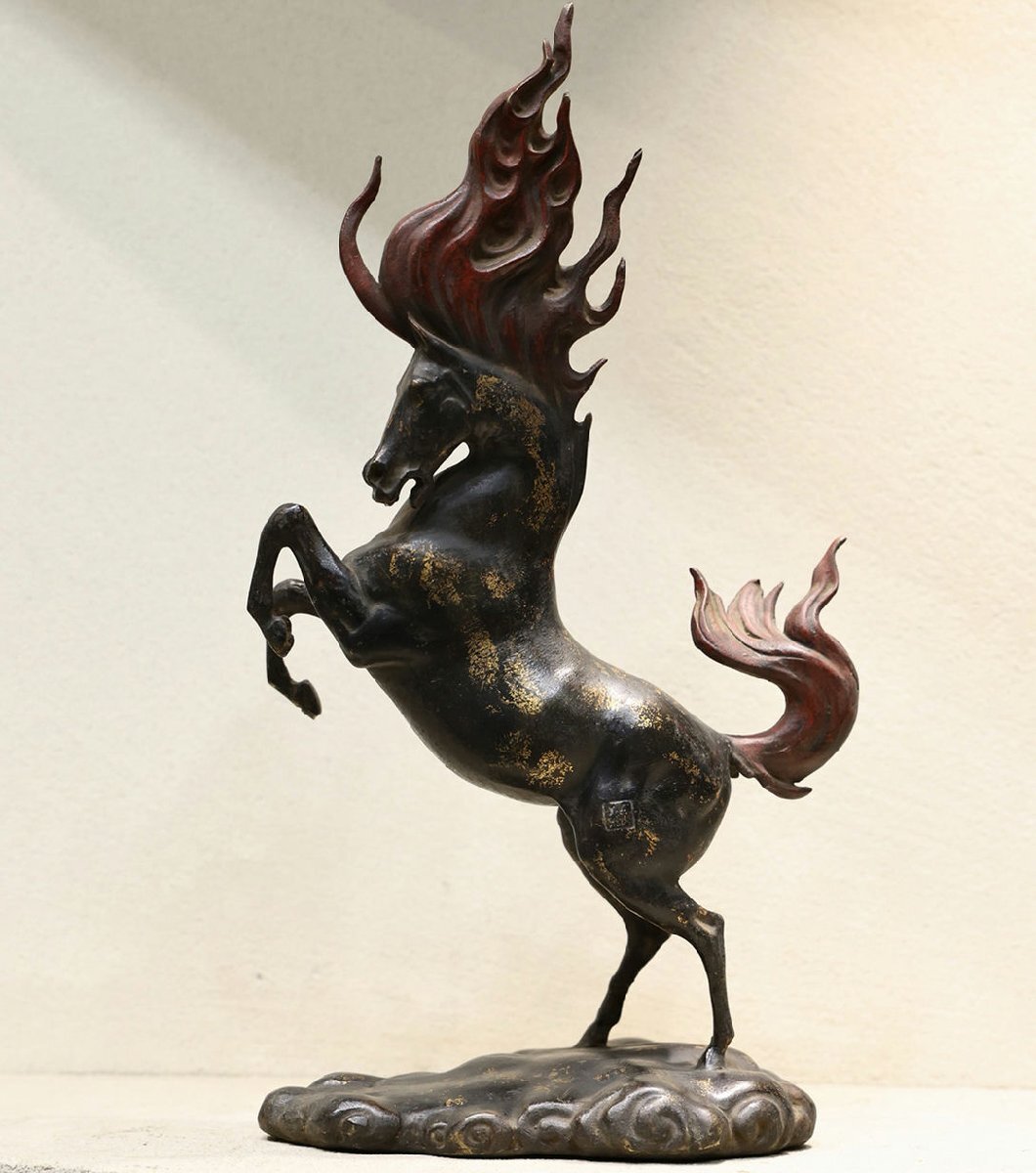 Qing Dynasty Bronze Qilin (Kirin) Fire-Mane Sculpture | Mythical Auspicious Beast | Chinese Scholar Bronze