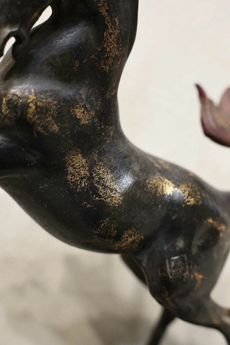 Qing Dynasty Bronze Qilin (Kirin) Fire-Mane Sculpture | Mythical Auspicious Beast | Chinese Scholar Bronze