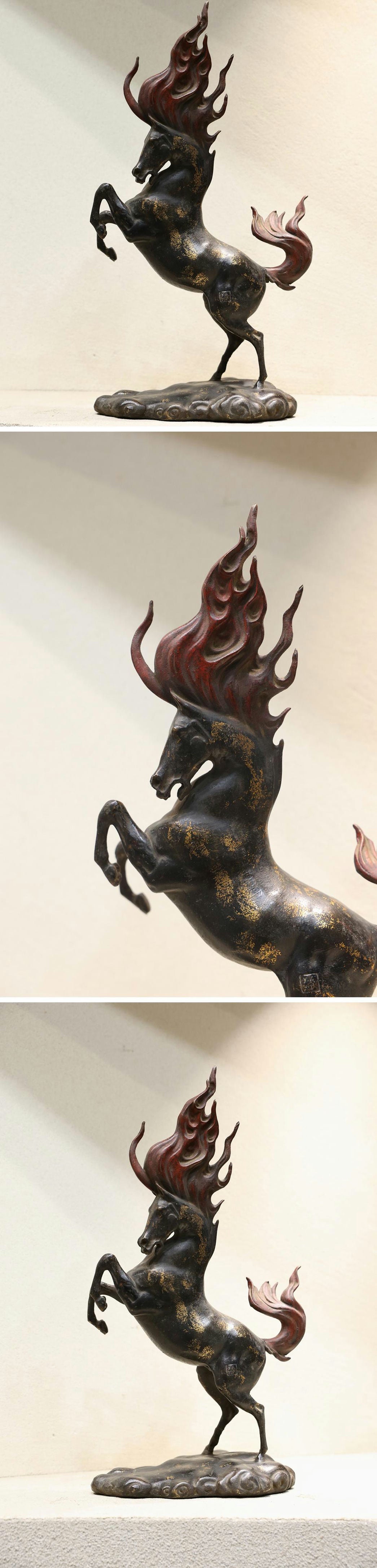 Qing Dynasty Bronze Qilin (Kirin) Fire-Mane Sculpture | Mythical Auspicious Beast | Chinese Scholar Bronze
