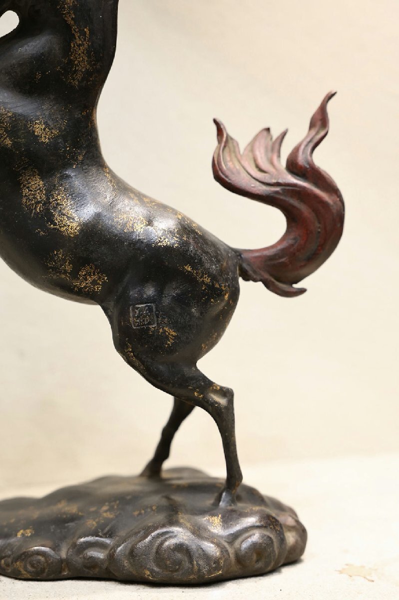 Qing Dynasty Bronze Qilin (Kirin) Fire-Mane Sculpture | Mythical Auspicious Beast | Chinese Scholar Bronze