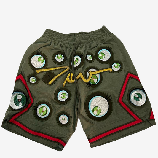 READYMADE Murakami Me Me Eye Shorts Rare Military Reconstruction Designer Streetwear Art Piece Size L