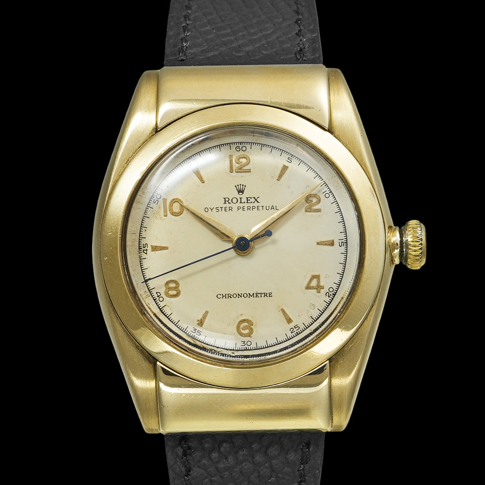 ROLEX Bubbleback Ref. 3065 · 1946 Hooded Lugs · K14 Gold Chronometer · Extremely Rare Collector Grade Early Oyster