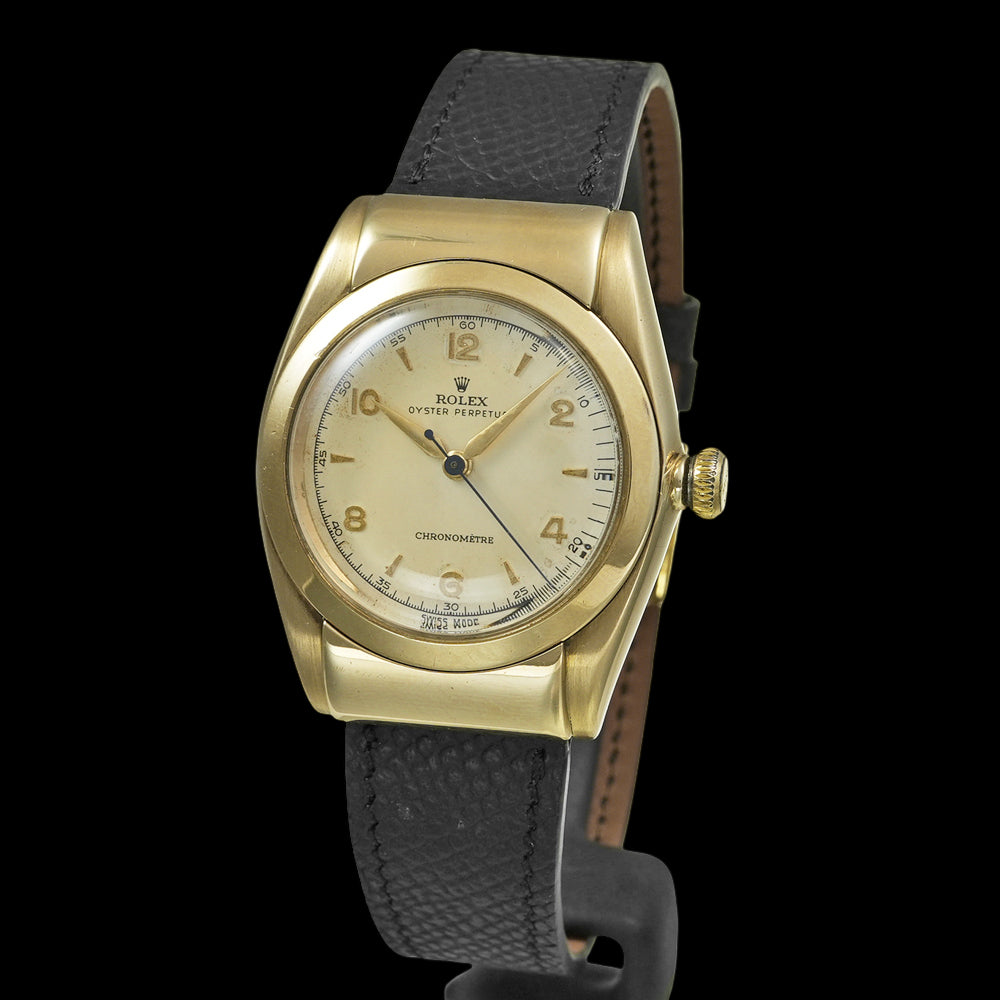 ROLEX Bubbleback Ref. 3065 · 1946 Hooded Lugs · K14 Gold Chronometer · Extremely Rare Collector Grade Early Oyster