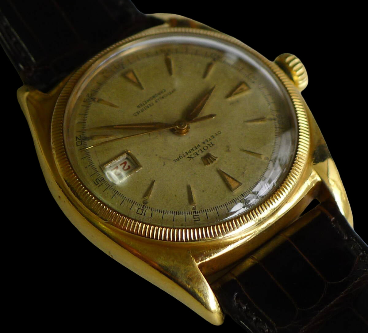 ROLEX Bubbleback Lefty Ref.6105 | 1951 18K Yellow Gold | Early Datejust Era | Rare Left-Hand Crown | Vintage Precision Automatic