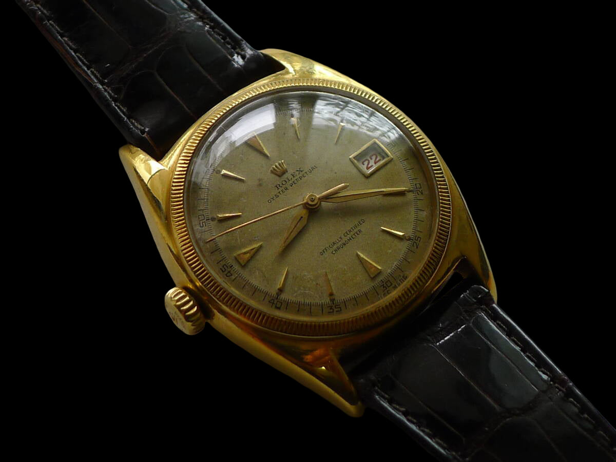 ROLEX Bubbleback Lefty Ref.6105 | 1951 18K Yellow Gold | Early Datejust Era | Rare Left-Hand Crown | Vintage Precision Automatic