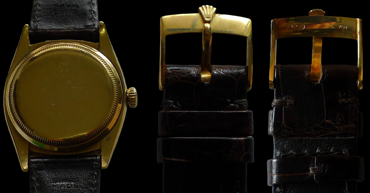 ROLEX Bubbleback Lefty Ref.6105 | 1951 18K Yellow Gold | Early Datejust Era | Rare Left-Hand Crown | Vintage Precision Automatic