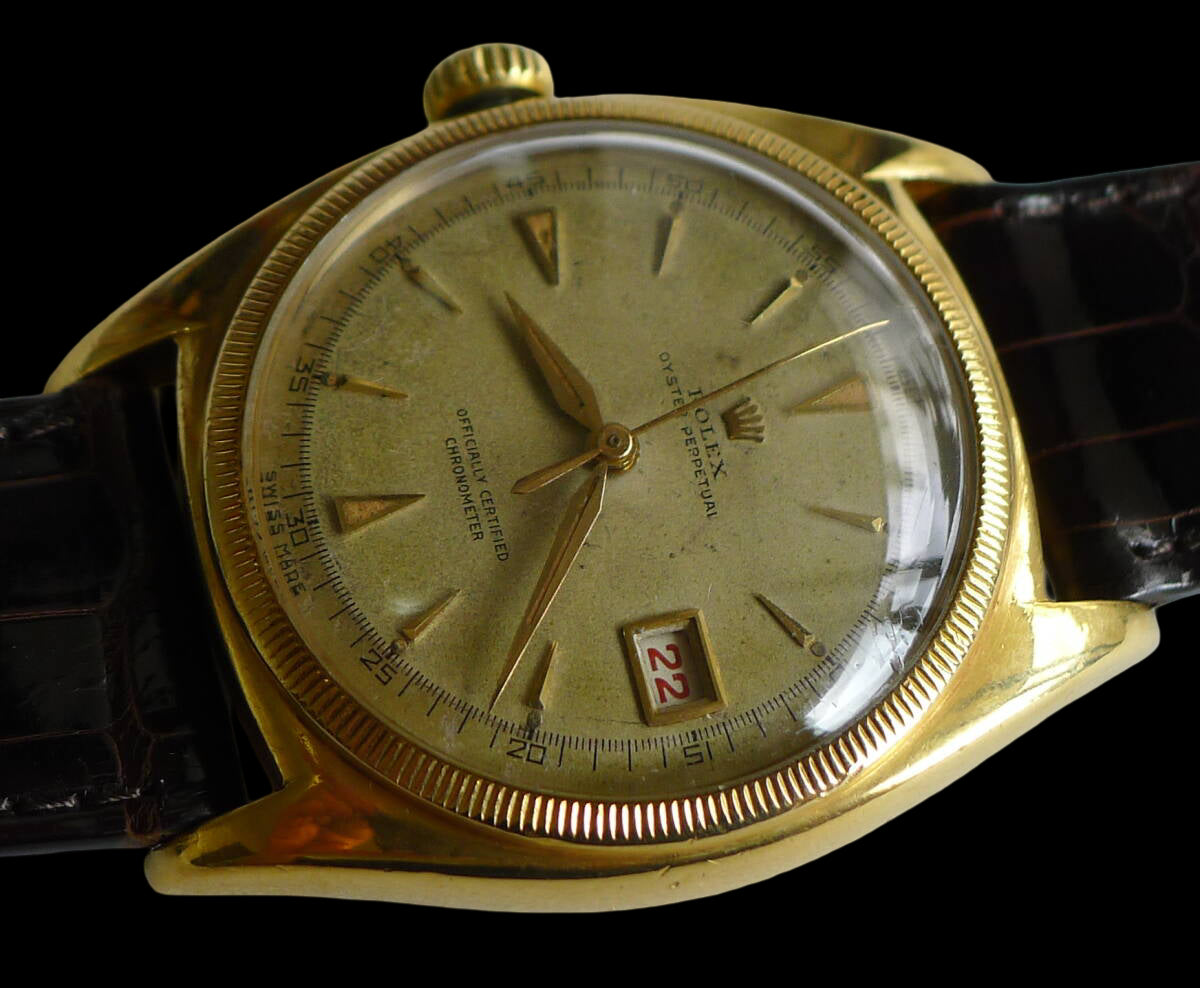 ROLEX Bubbleback Lefty Ref.6105 | 1951 18K Yellow Gold | Early Datejust Era | Rare Left-Hand Crown | Vintage Precision Automatic