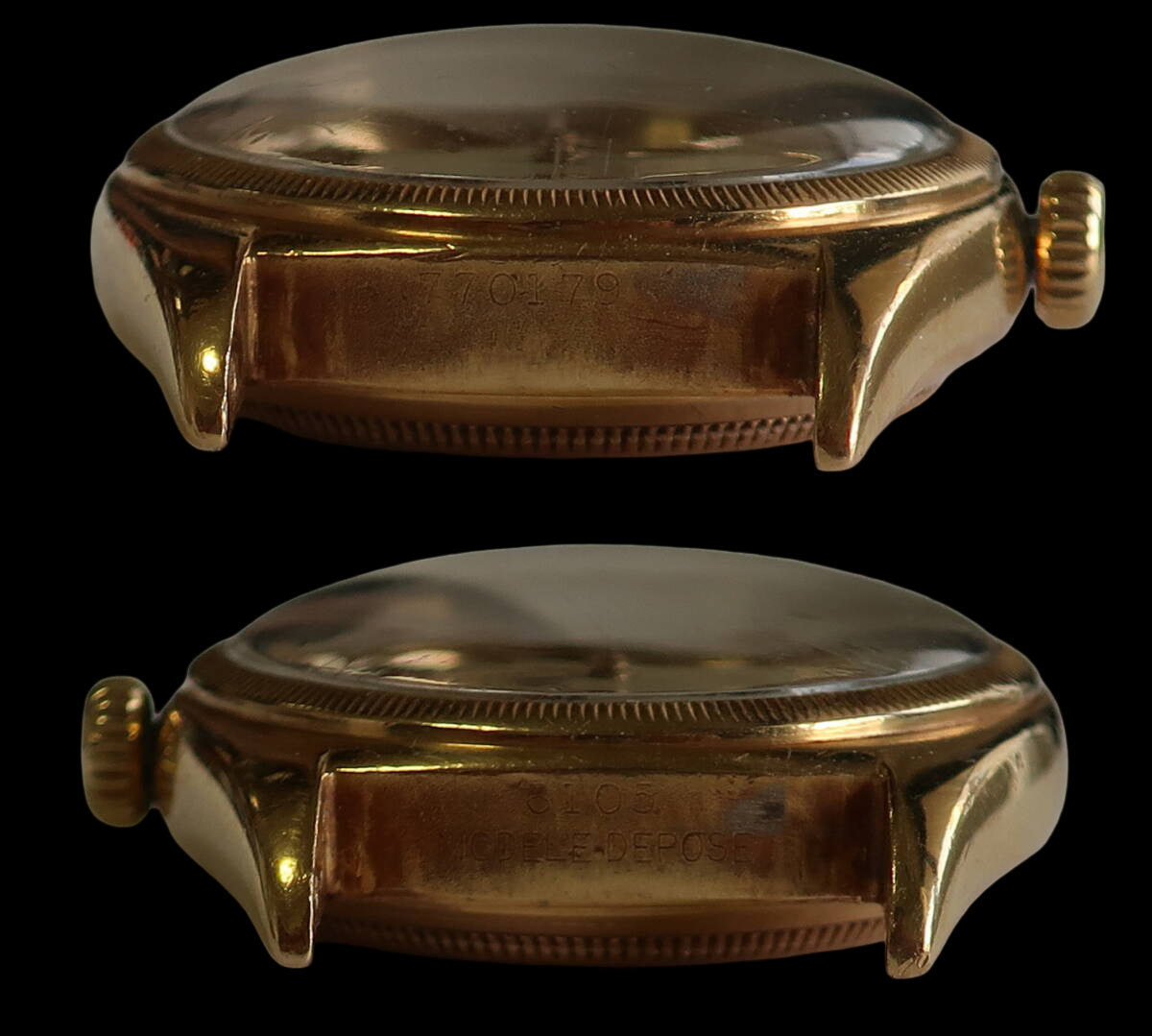 ROLEX Bubbleback Lefty Ref.6105 | 1951 18K Yellow Gold | Early Datejust Era | Rare Left-Hand Crown | Vintage Precision Automatic