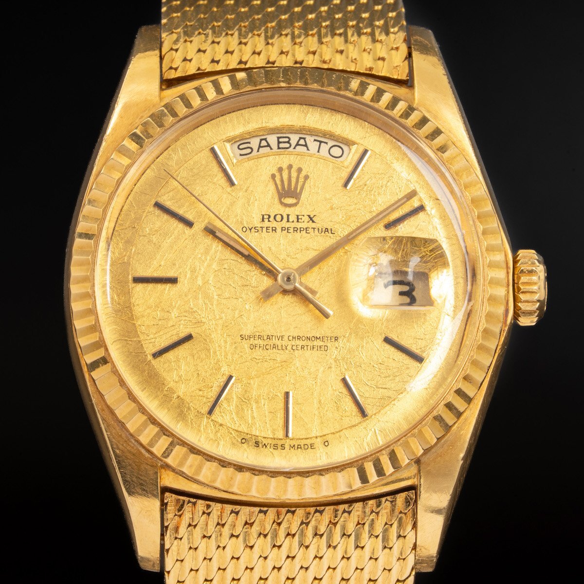 ROLEX Day-Date Prototype 1803 · 18KYG Experimental Dial & Integrated Gold Mesh Bracelet · Museum-Grade Curatorial Piece