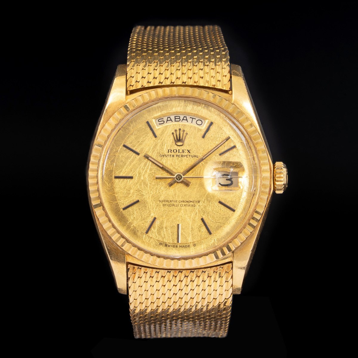 ROLEX Day-Date Prototype 1803 · 18KYG Experimental Dial & Integrated Gold Mesh Bracelet · Museum-Grade Curatorial Piece