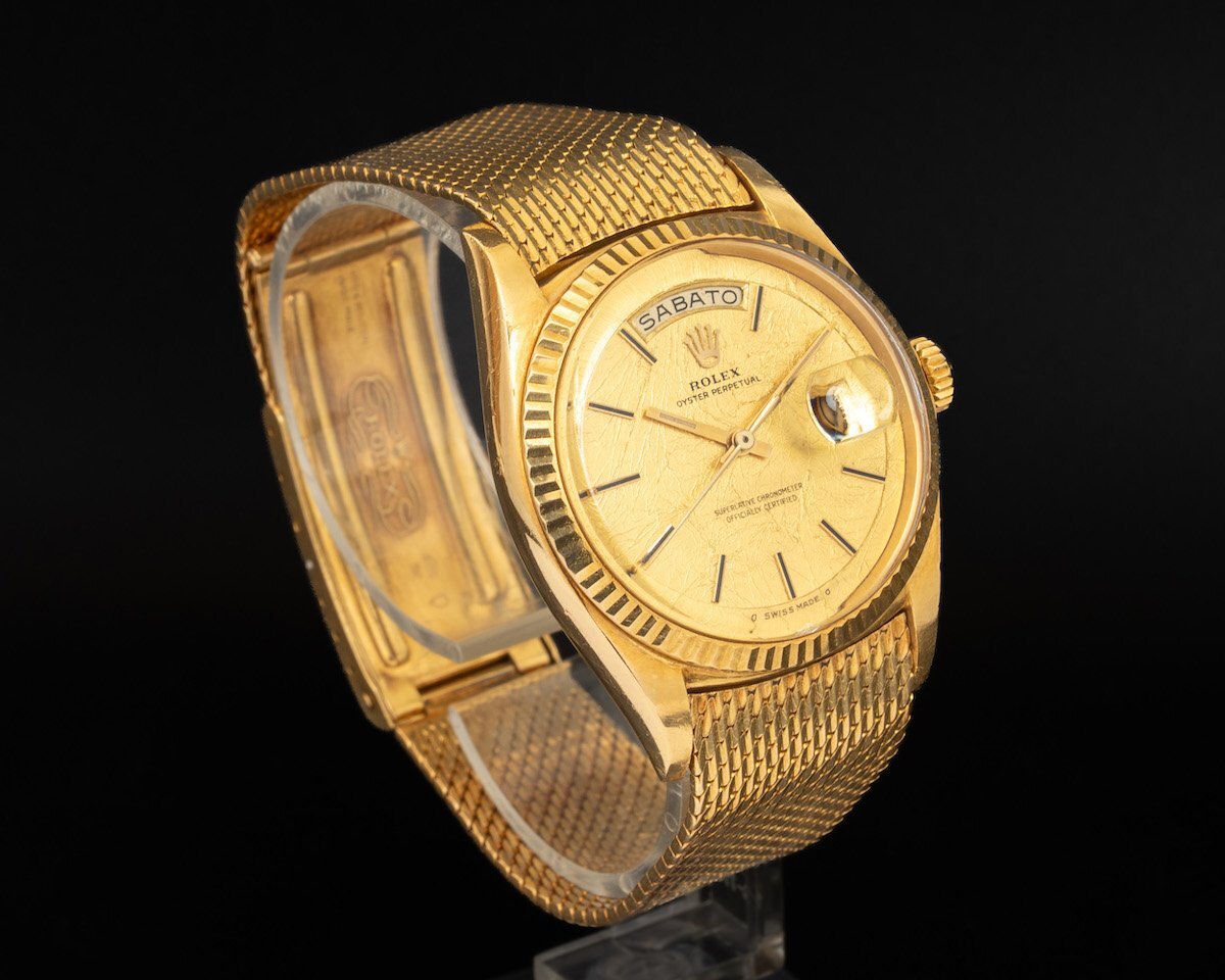 ROLEX Day-Date Prototype 1803 · 18KYG Experimental Dial & Integrated Gold Mesh Bracelet · Museum-Grade Curatorial Piece