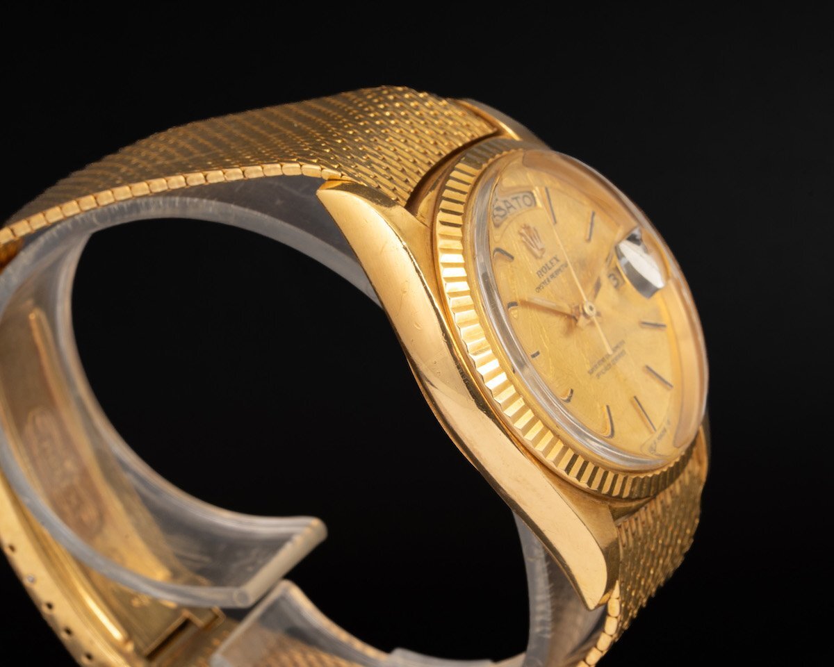 ROLEX Day-Date Prototype 1803 · 18KYG Experimental Dial & Integrated Gold Mesh Bracelet · Museum-Grade Curatorial Piece