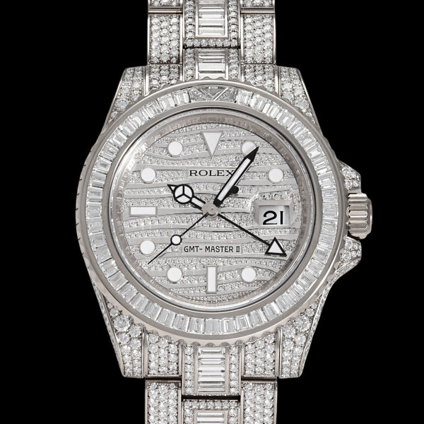 Rolex GMT-Master II 116769TBR Full Baguette Diamond 18KWG • Factory Set • World Limited 50pcs • Ultra-Rare Collector Grade A