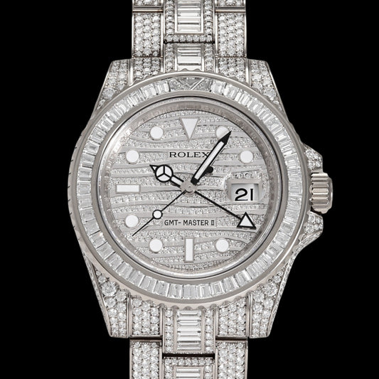 Rolex GMT-Master II 116769TBR Full Baguette Diamond 18KWG • Factory Set • World Limited 50pcs • Ultra-Rare Collector Grade A
