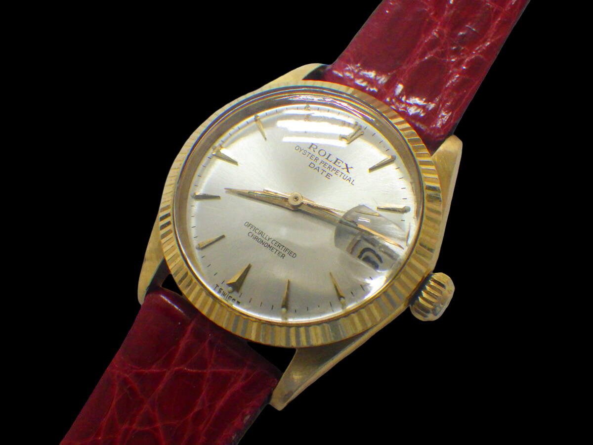 ROLEX Oyster Perpetual Date Ref. 6627 – 18K Yellow Gold Mid-1950s Automatic · Rare Boys-Size Vintage Ace Grade