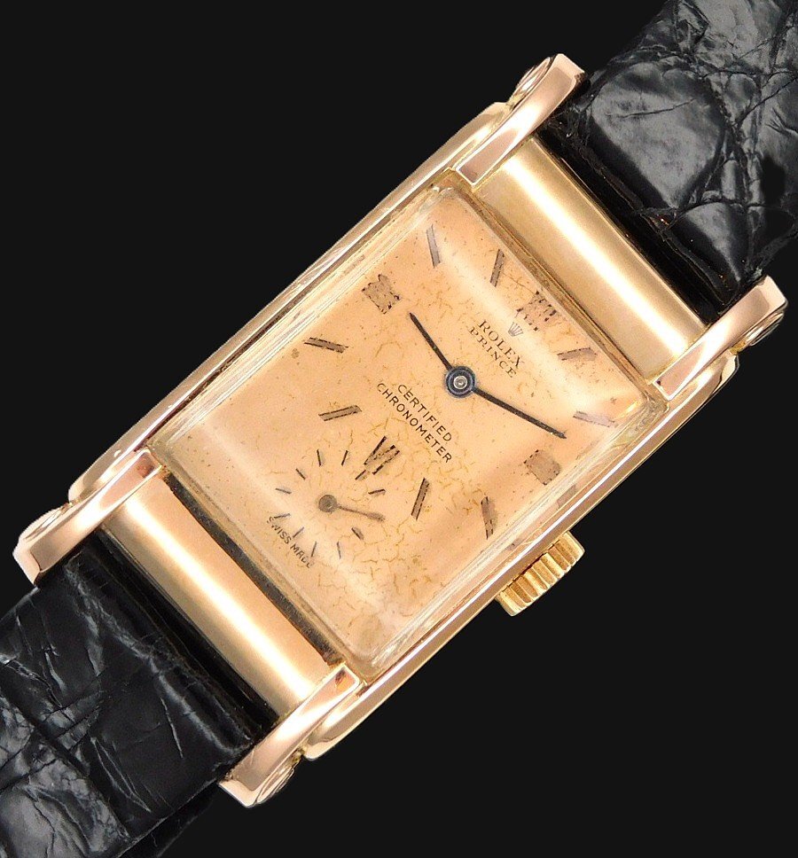 ROLEX Prince Chronometer Ref.3937 — 9K Red Gold Railway Case Cabriole Lugs · 1940s Art Deco Icon · Certified Chronometer Dial