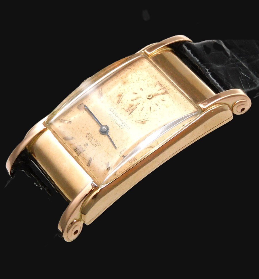 ROLEX Prince Chronometer Ref.3937 — 9K Red Gold Railway Case Cabriole Lugs · 1940s Art Deco Icon · Certified Chronometer Dial