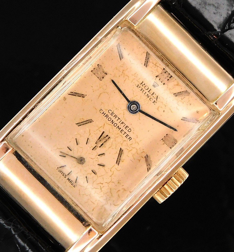 ROLEX Prince Chronometer Ref.3937 — 9K Red Gold Railway Case Cabriole Lugs · 1940s Art Deco Icon · Certified Chronometer Dial