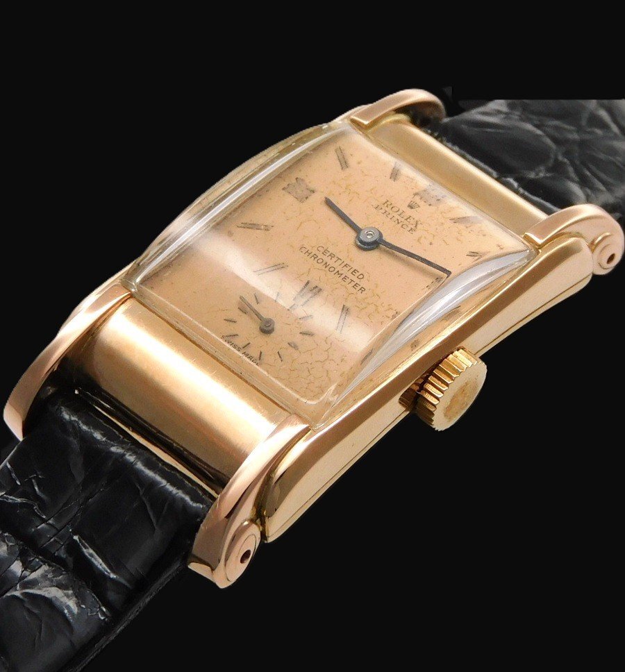 ROLEX Prince Chronometer Ref.3937 — 9K Red Gold Railway Case Cabriole Lugs · 1940s Art Deco Icon · Certified Chronometer Dial