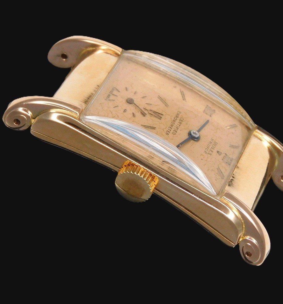 ROLEX Prince Chronometer Ref.3937 — 9K Red Gold Railway Case Cabriole Lugs · 1940s Art Deco Icon · Certified Chronometer Dial