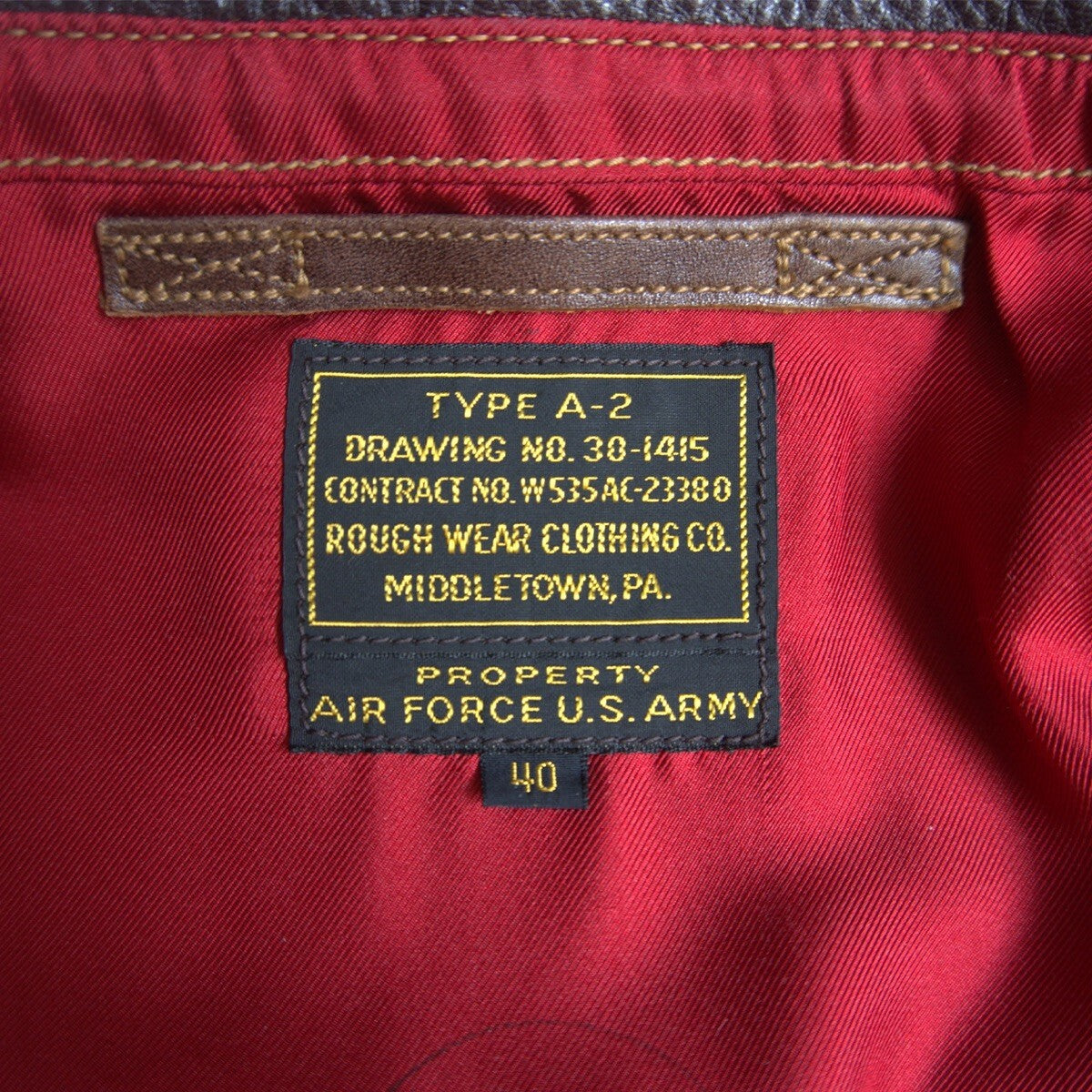 Rainbow Country A-2 Flight Jacket Red Silk Lining Horsehide Size 40 Premium Japanese Reproduction