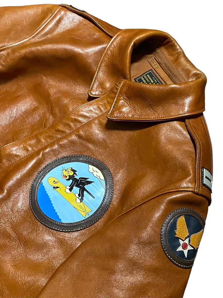 Rainbow Country A-2 Flight Jacket Sky Fighters Cat Corsair Hand Painted Horsehide Rough Wear 42 Rare