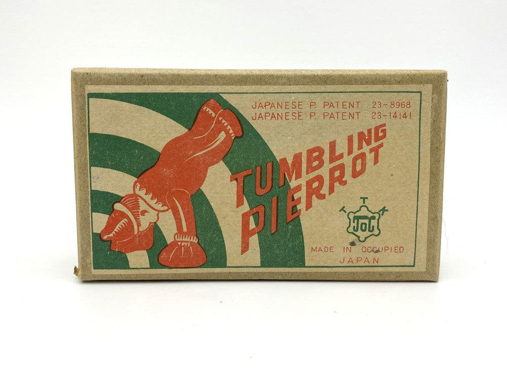 Rare 1940s Occupied Japan Tumbling Pierrot Celluloid Mechanical Toy Boxed