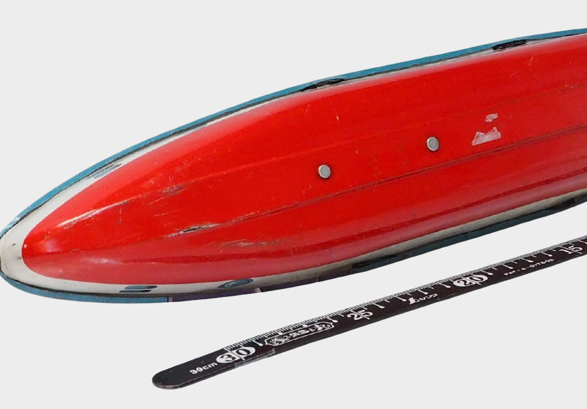 Rare Big X NK45 Submarine Tin Toy Yonezawa Japan Showa Retro Sci-Fi Friction Boat