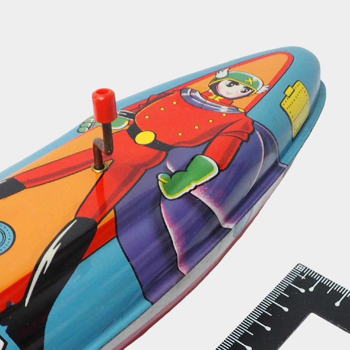 Rare Big X NK45 Submarine Tin Toy Yonezawa Japan Showa Retro Sci-Fi Friction Boat
