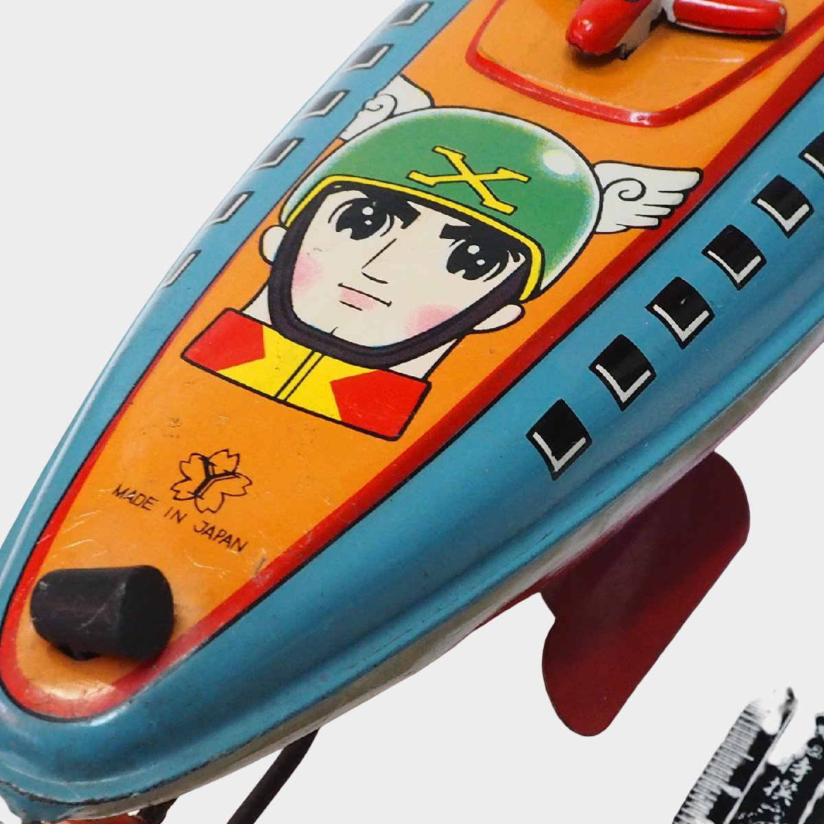 Rare Big X NK45 Submarine Tin Toy Yonezawa Japan Showa Retro Sci-Fi Friction Boat