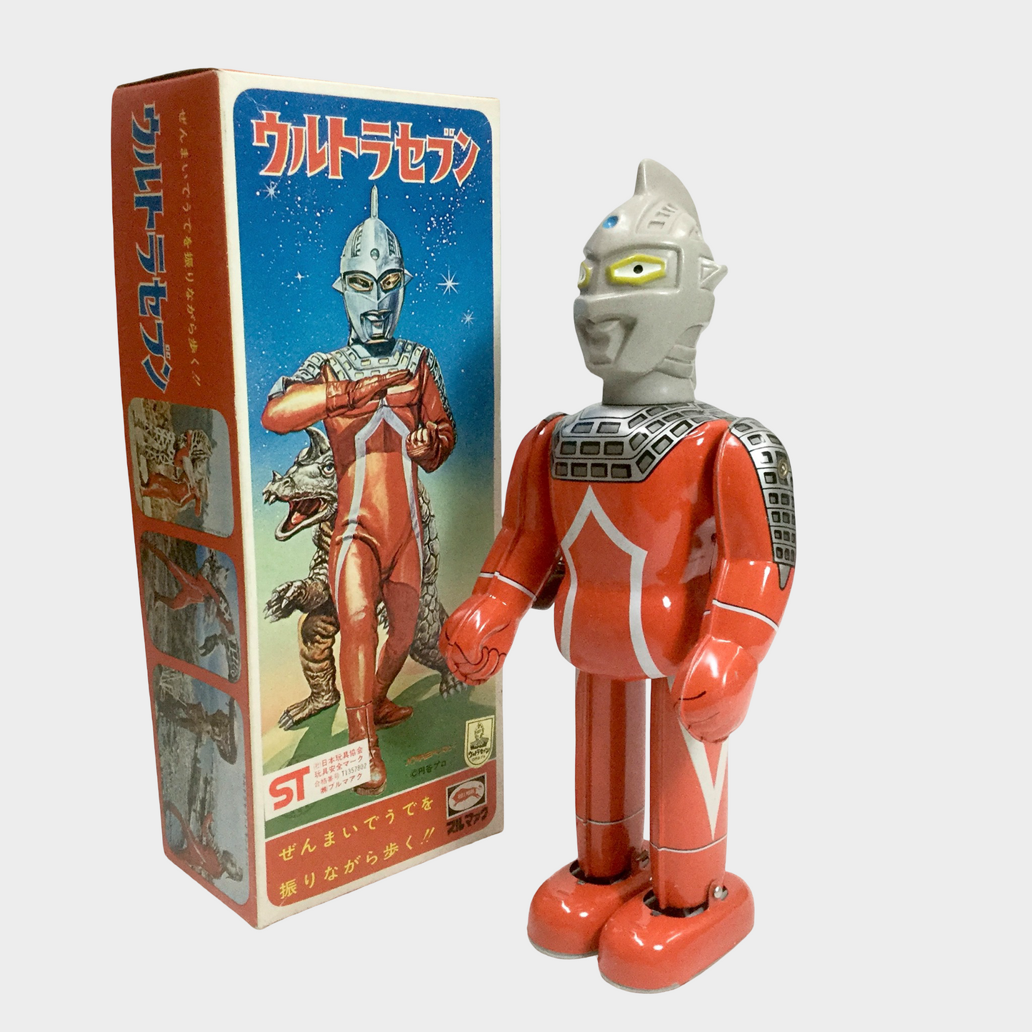 Bullmark Ultra Seven Briki Tin Toy w/ Original Box — Vintage Tsuburaya Tokusatsu Japan