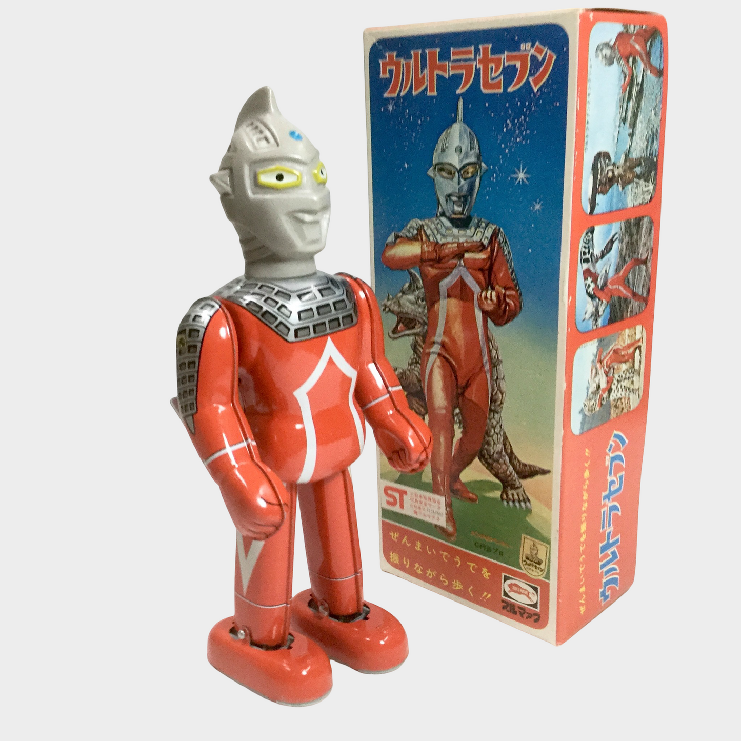 Bullmark Ultra Seven Briki Tin Toy w/ Original Box — Vintage Tsuburaya Tokusatsu Japan