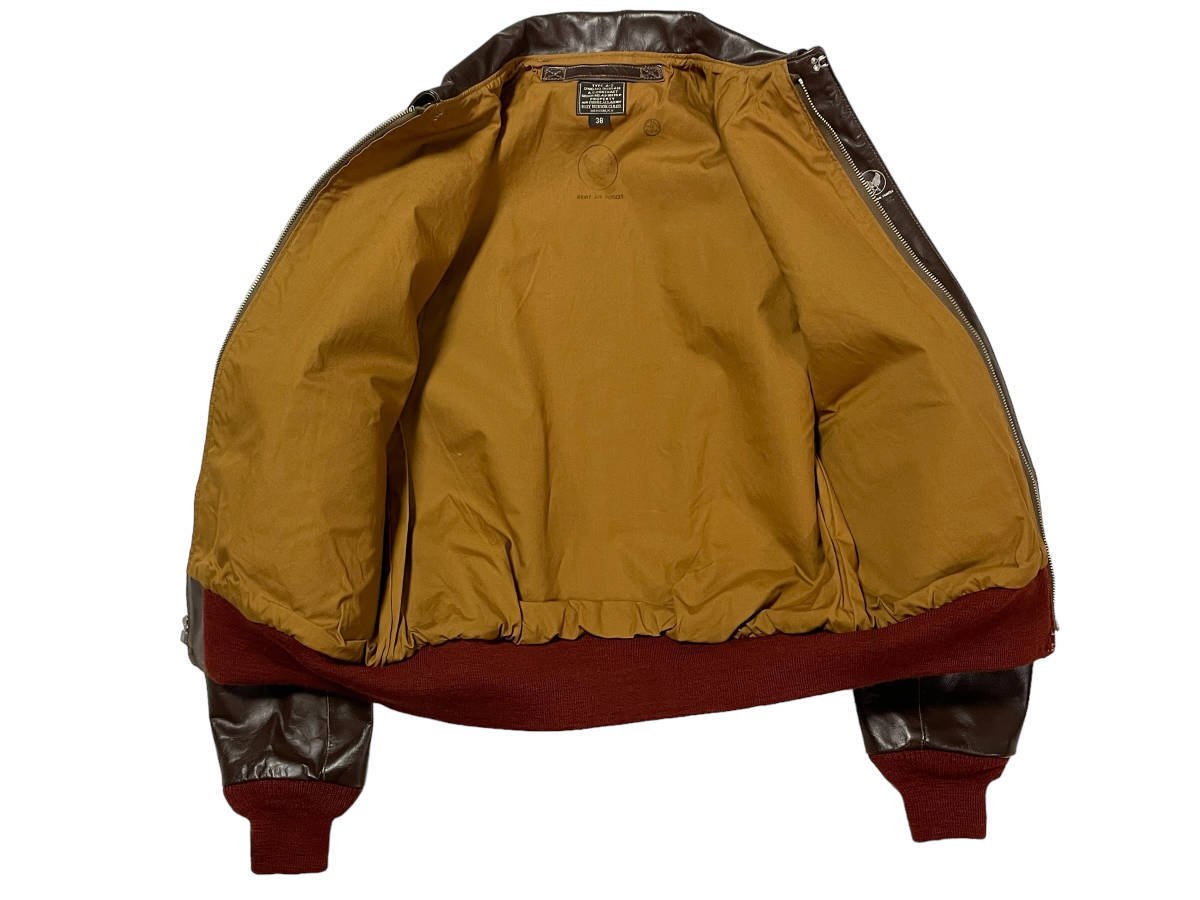 Rare Buzz Rickson’s BR80355 A-2 Knock Out Dropper Horsehide Pin Up Flight Jacket Size 38