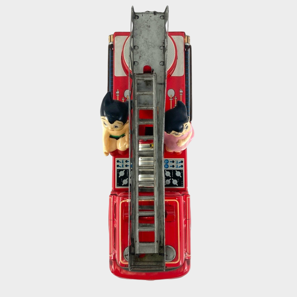 Showa-Era Yonezawa Japanese Tin Fire Ladder Truck with Astro Boy