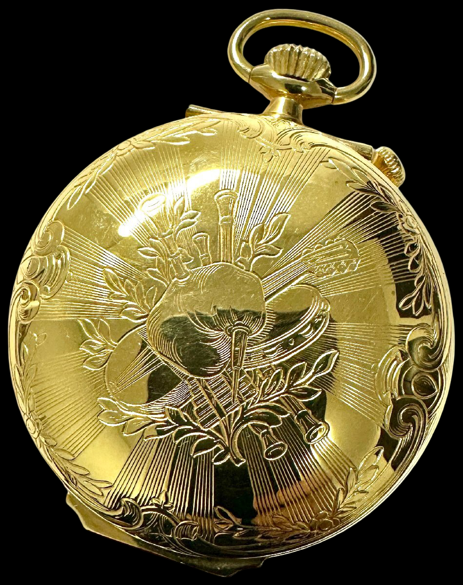 REUGE Vintage Automaton Pocket Watch 6868 – Hand-Wound – Multicolor Relief Art Case 58mm – Collector Decorative Timepiece GP