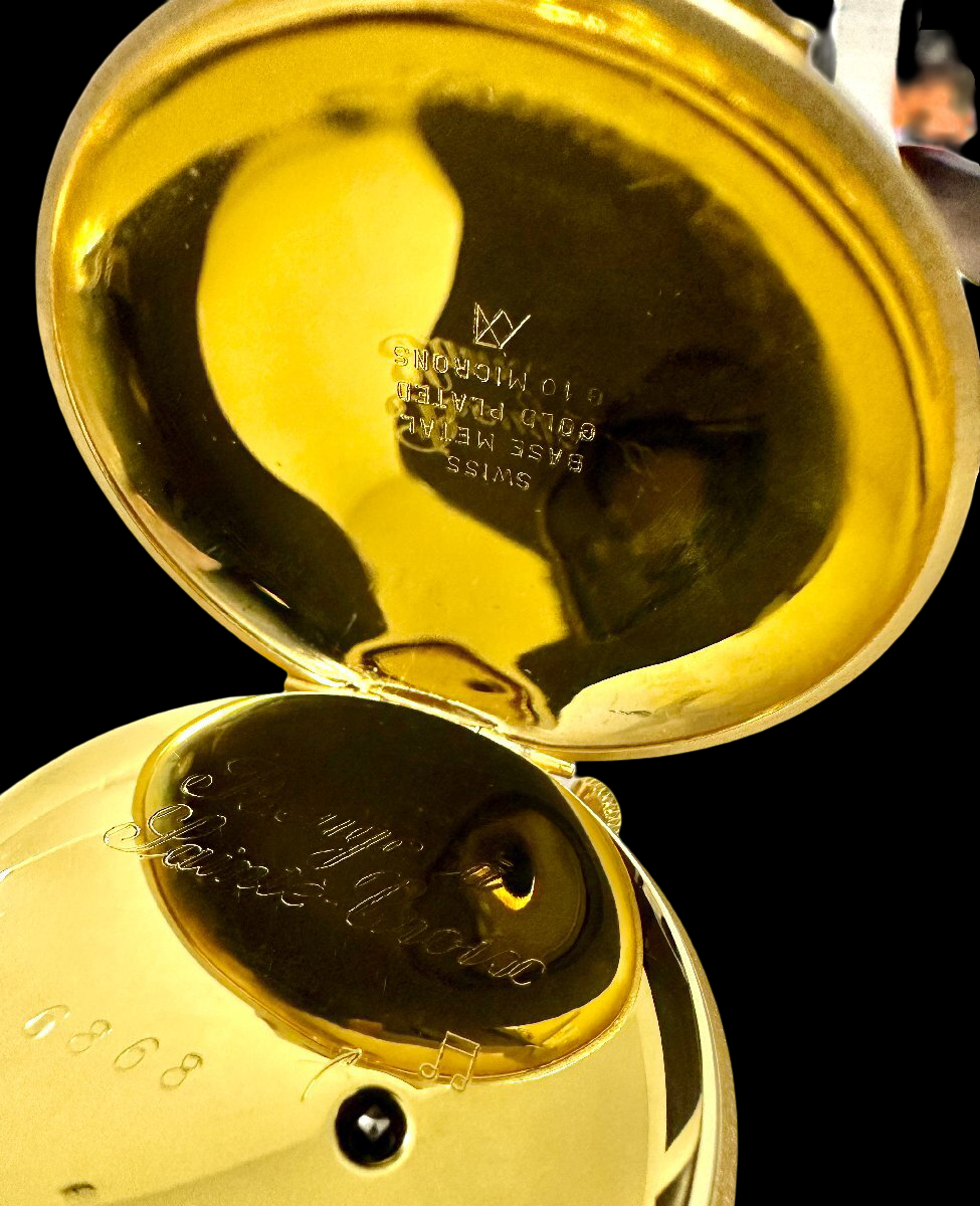 REUGE Vintage Automaton Pocket Watch 6868 – Hand-Wound – Multicolor Relief Art Case 58mm – Collector Decorative Timepiece GP