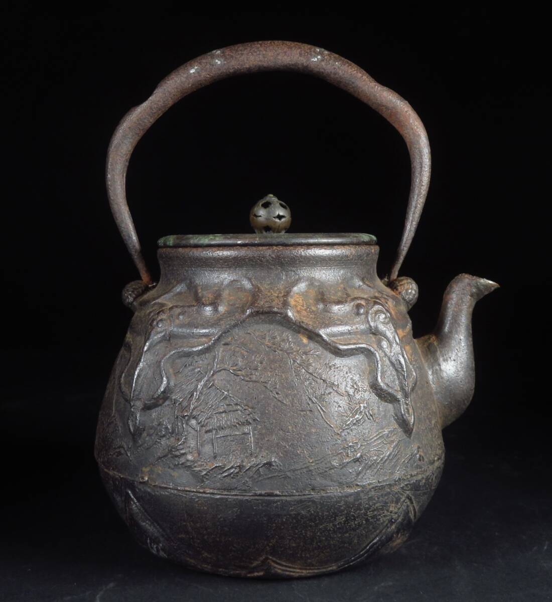 Rare Signed Ryubundo Tetsubin Iron Kettle — Iwamoto Maker — Japanese Antique Tea Ceremony Art