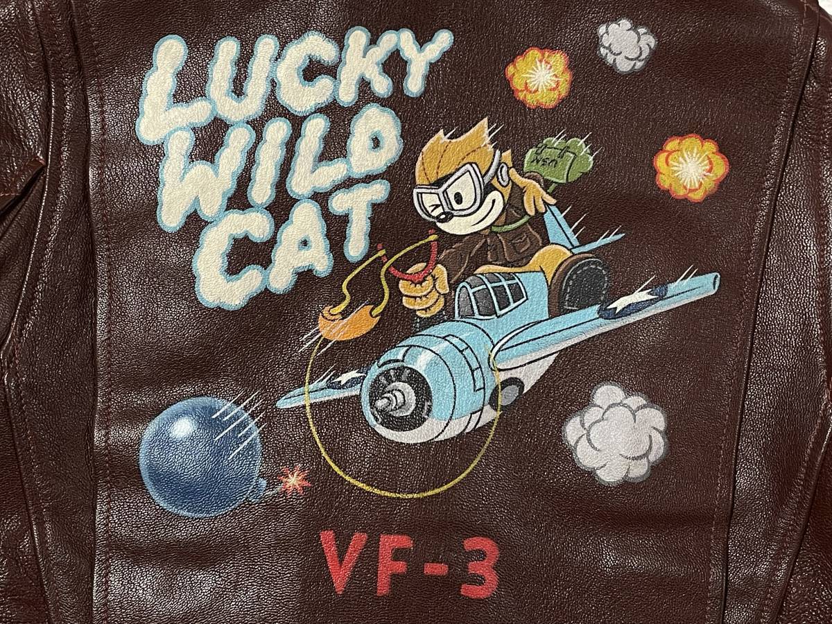 Rare THE FEW M-422A Lucky Wild Cat VF-3 Custom Goatskin Naval Flight Jacket New Zealand Size 34