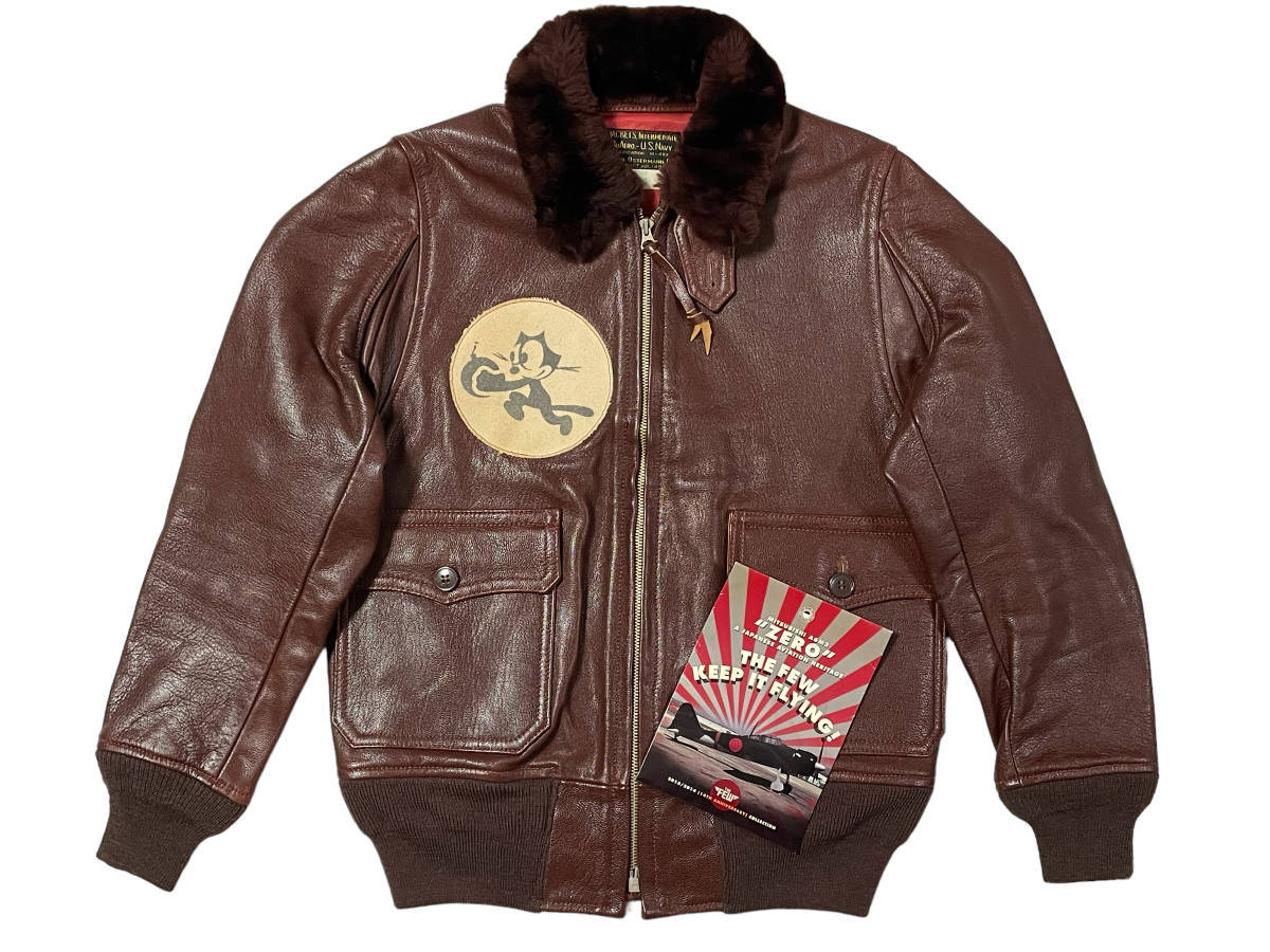Rare THE FEW M-422A Lucky Wild Cat VF-3 Custom Goatskin Naval Flight Jacket New Zealand Size 34