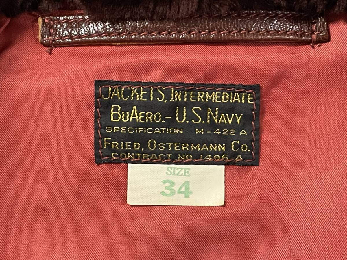 Rare THE FEW M-422A Lucky Wild Cat VF-3 Custom Goatskin Naval Flight Jacket New Zealand Size 34