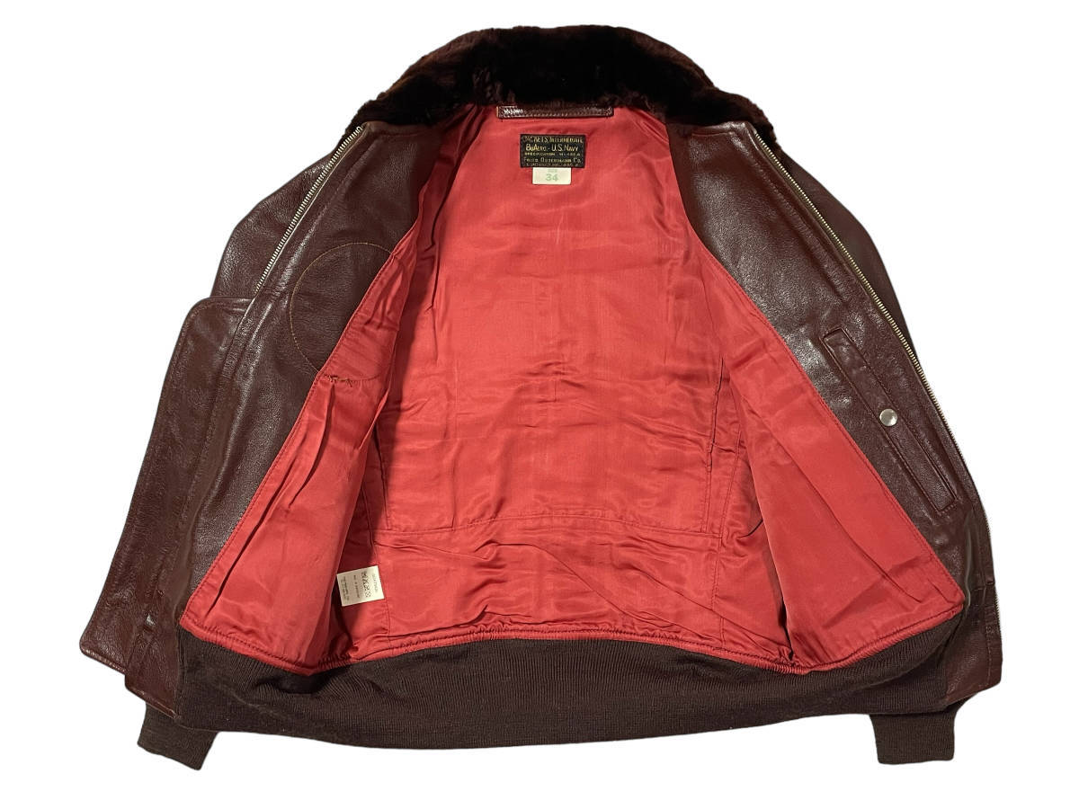Rare THE FEW M-422A Lucky Wild Cat VF-3 Custom Goatskin Naval Flight Jacket New Zealand Size 34