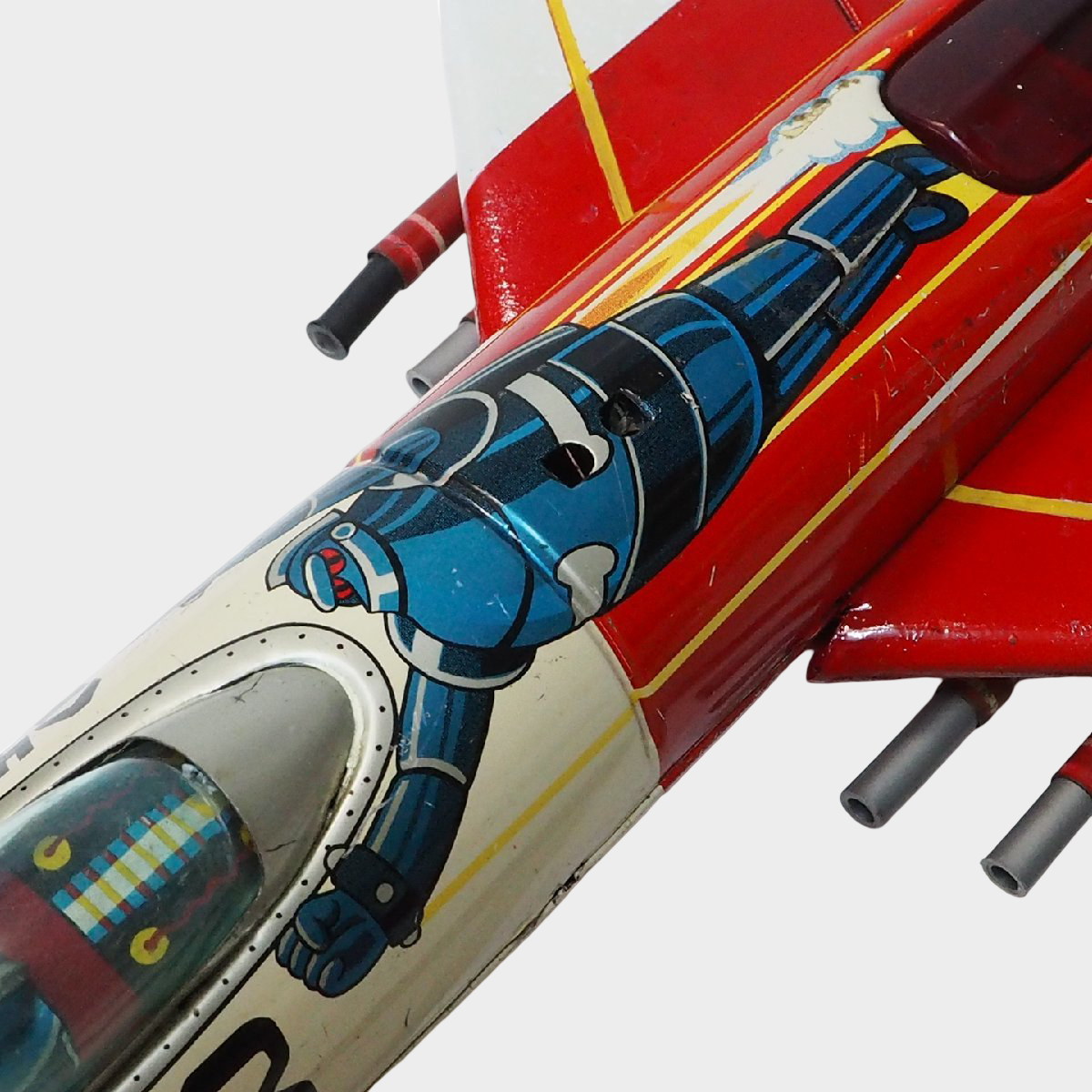 Tetsujin 28 Sky Rocket Tin Jet by Bandai | Showa Era Japanese Sci-Fi Aircraft Toy