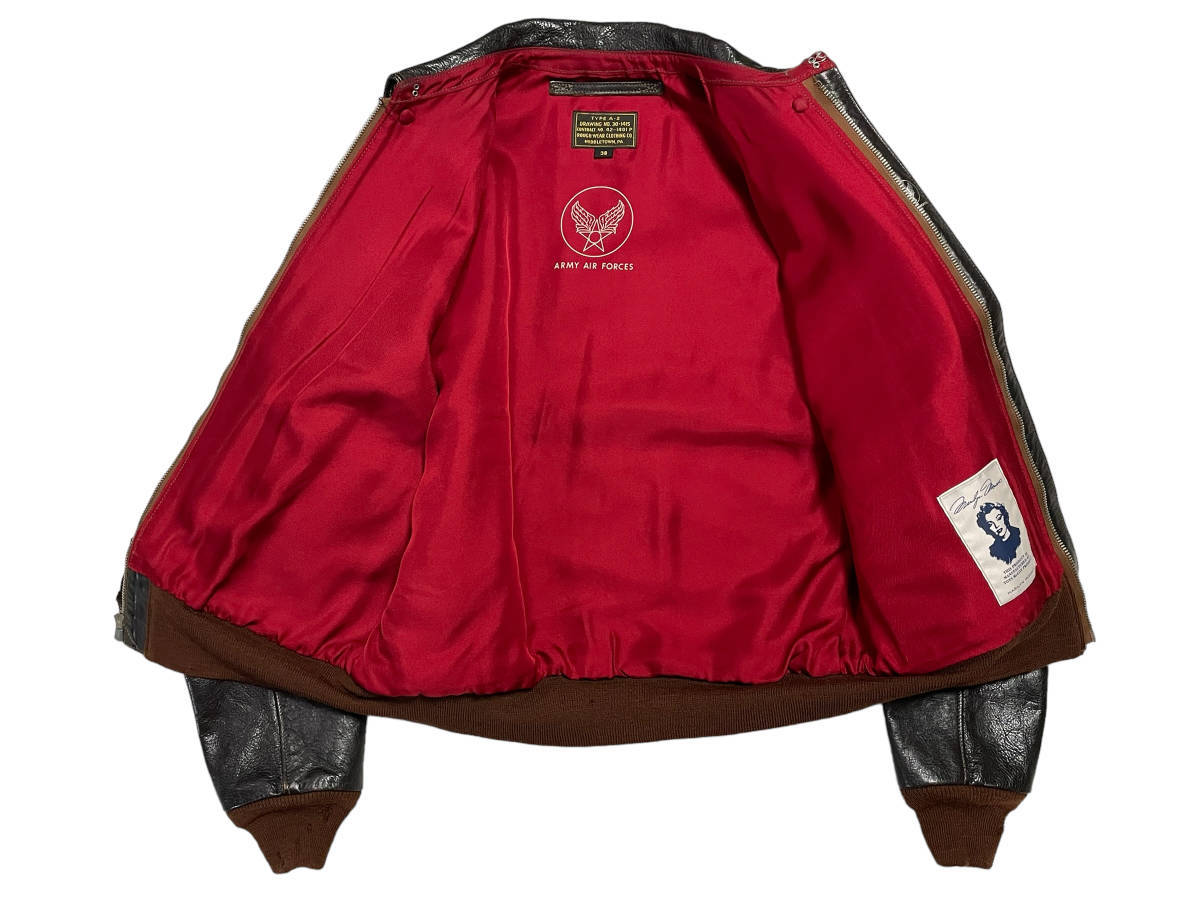 Rare Toys McCoy Marilyn Monroe Anything Goes A-2 Horsehide Flight Jacket TMJ1424 Size 36