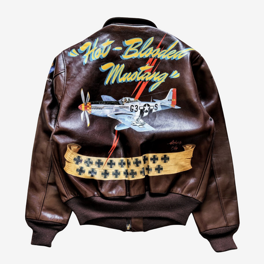 Real McCoy A2 Jacket Hot Blooded Mustang 1990 Limited Back Paint Horsehide Flight Jacket Size 36 Rare