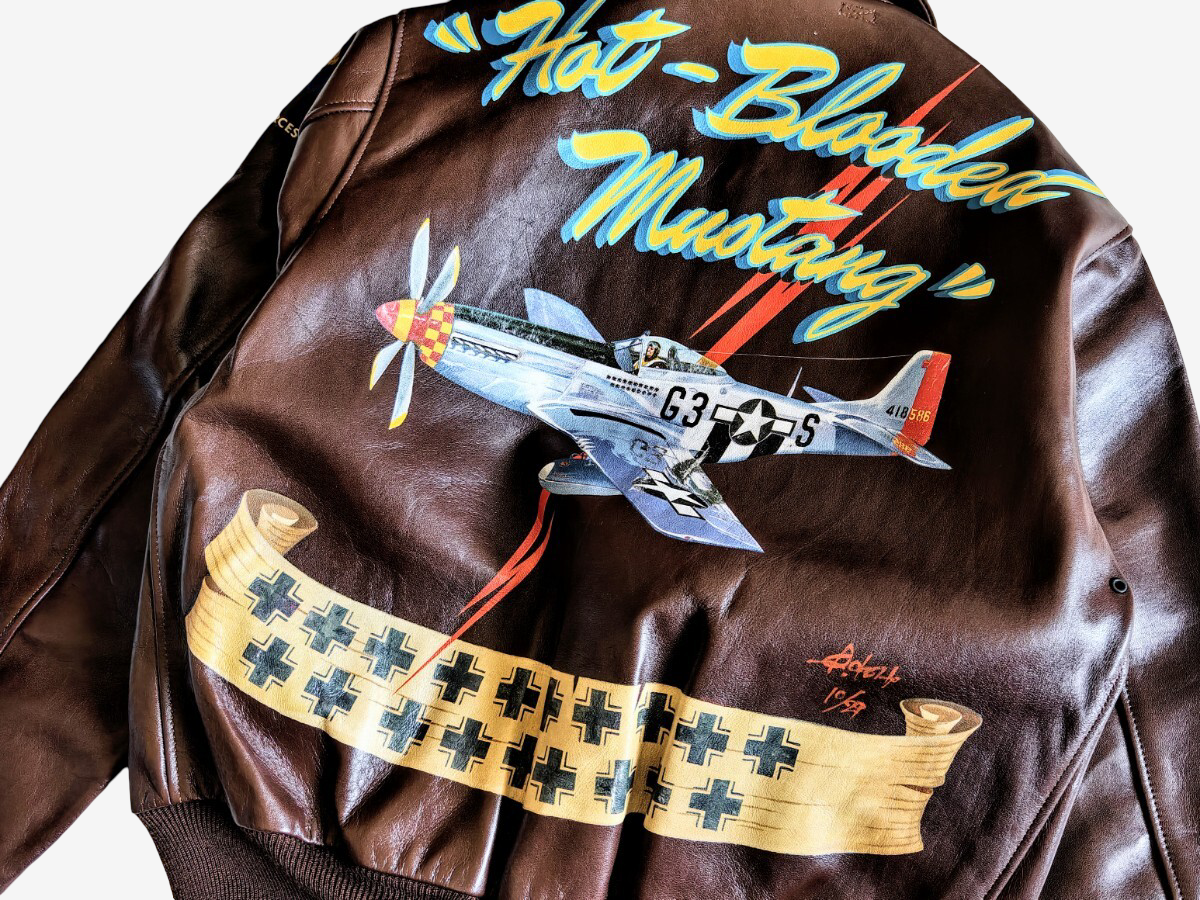 Real McCoy A2 Jacket Hot Blooded Mustang 1990 Limited Back Paint Horsehide Flight Jacket Size 36 Rare
