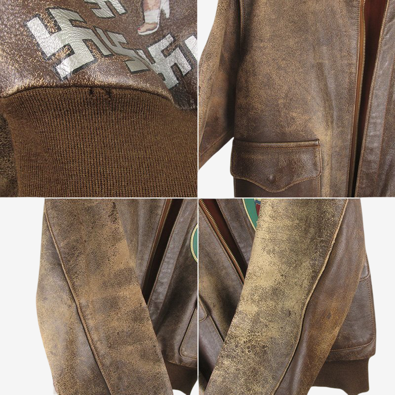 Real McCoy A2 Wild Children Distressed Leather Flight Jacket Size 38 Pin Up Art Custom