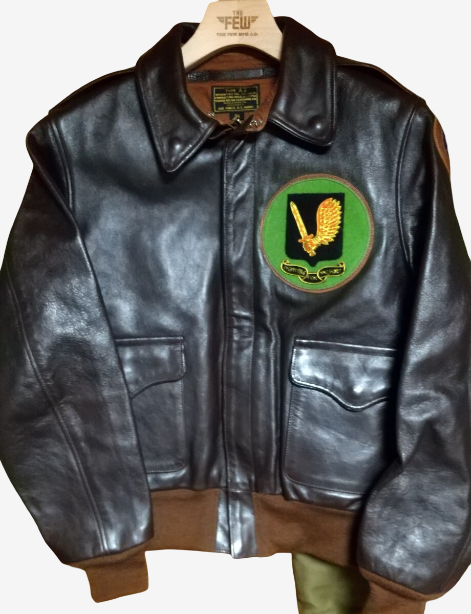 Real McCoy’s A-2 ACES HIGH Limited 60 Horsehide Flight Jacket Rough Wear Custom Art Bud Anderson Chuck Yeager Size 34