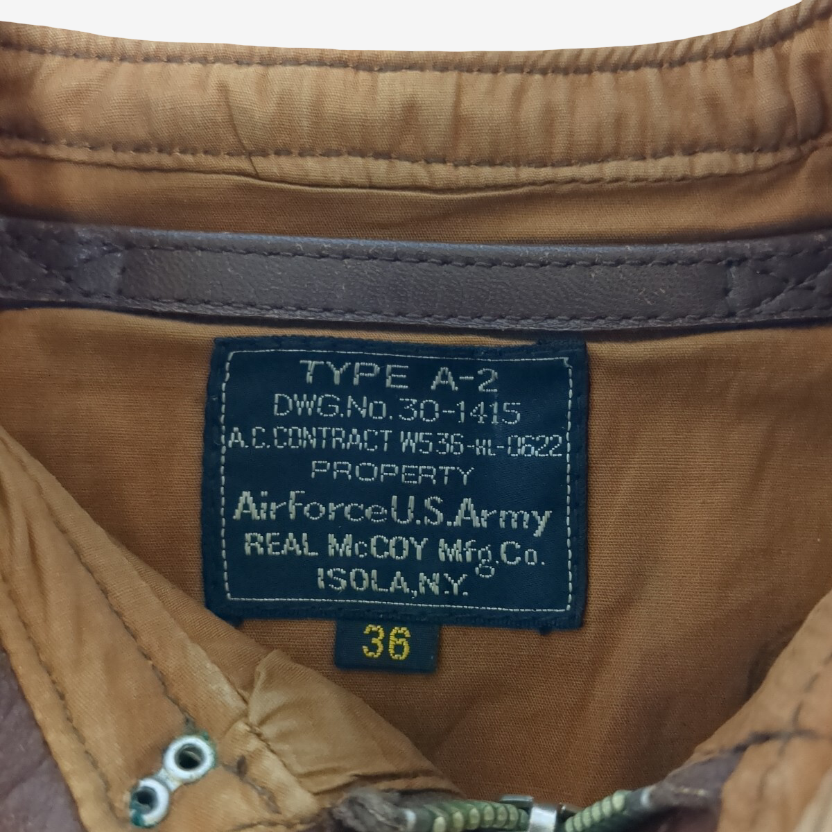 Real McCoy’s A-2 Flight Jacket Size 36 “Pistol Packin’ Mama” Pin-Up Vargas Nose Art Horsehide WWII Bomber