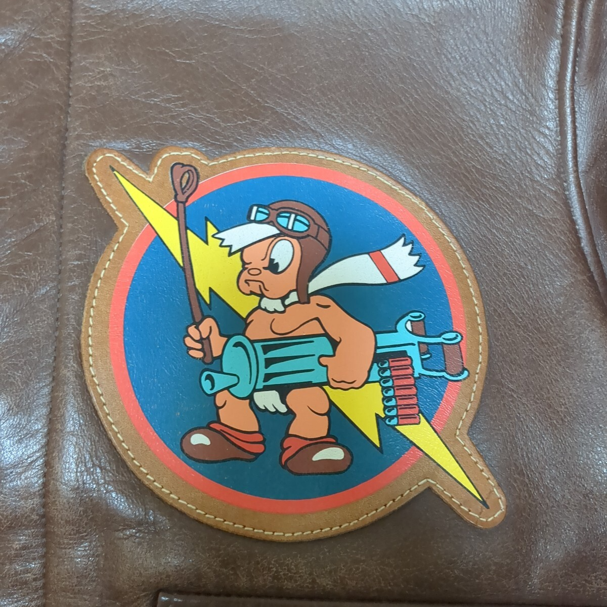 Real McCoy’s A-2 Flight Jacket Size 36 “Pistol Packin’ Mama” Pin-Up Vargas Nose Art Horsehide WWII Bomber